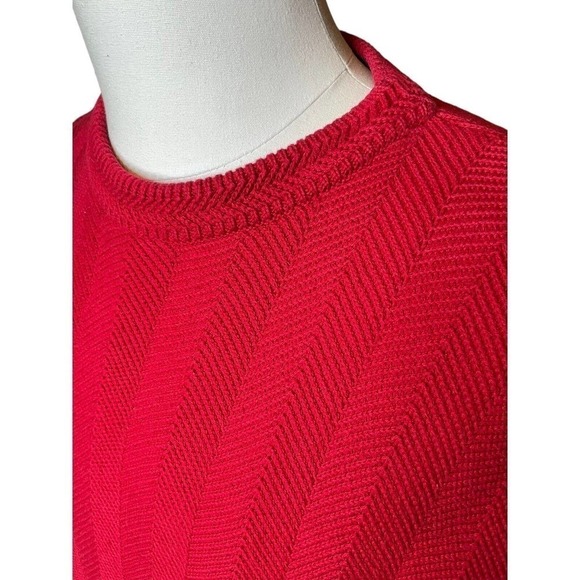 Ralph Lauren Chaps Vintage Sweater Mens Large Red Crest Herringbone Hand Framed - Picture 4 of 9